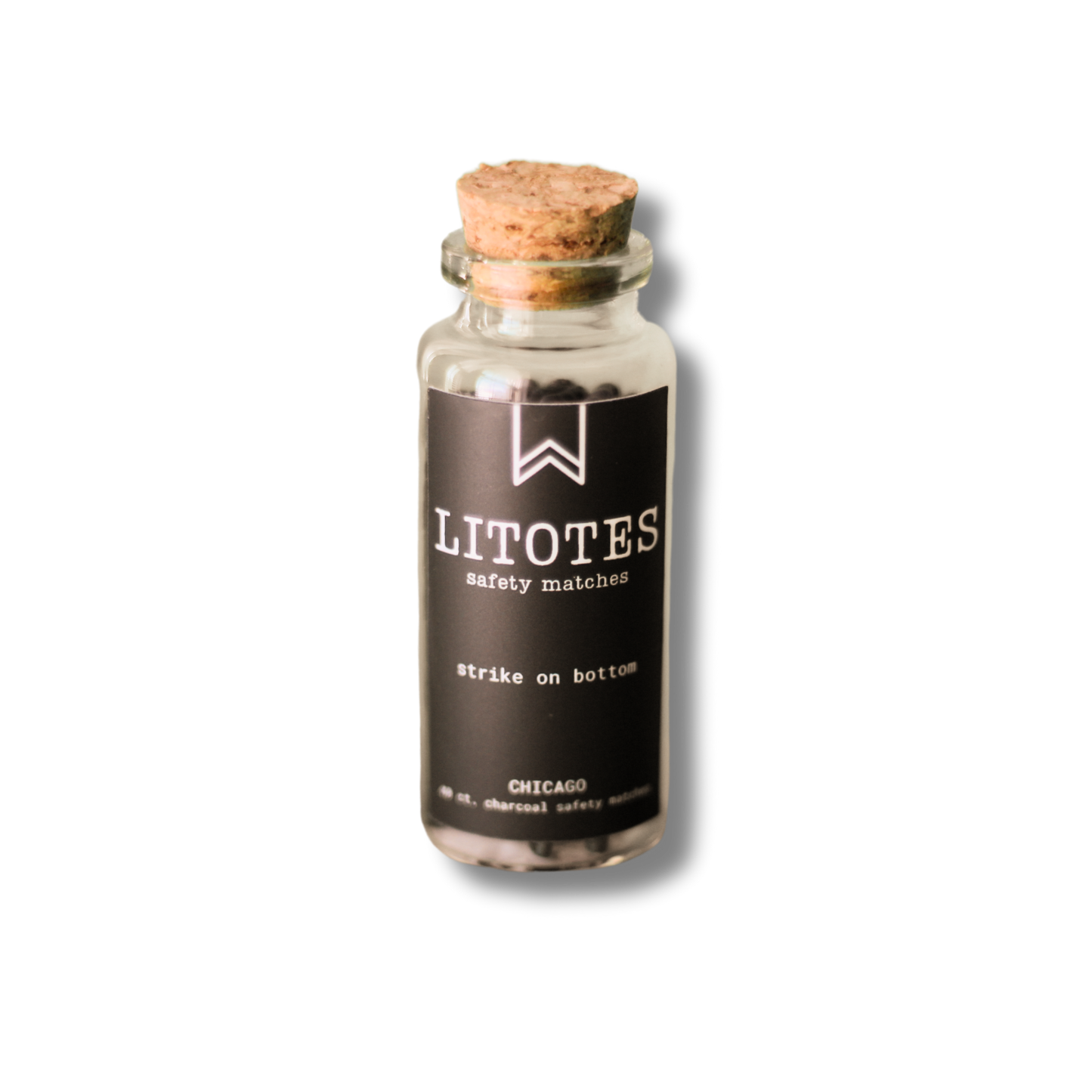 Litotes Onyx Safety Matches in a discreet bottle for the home.