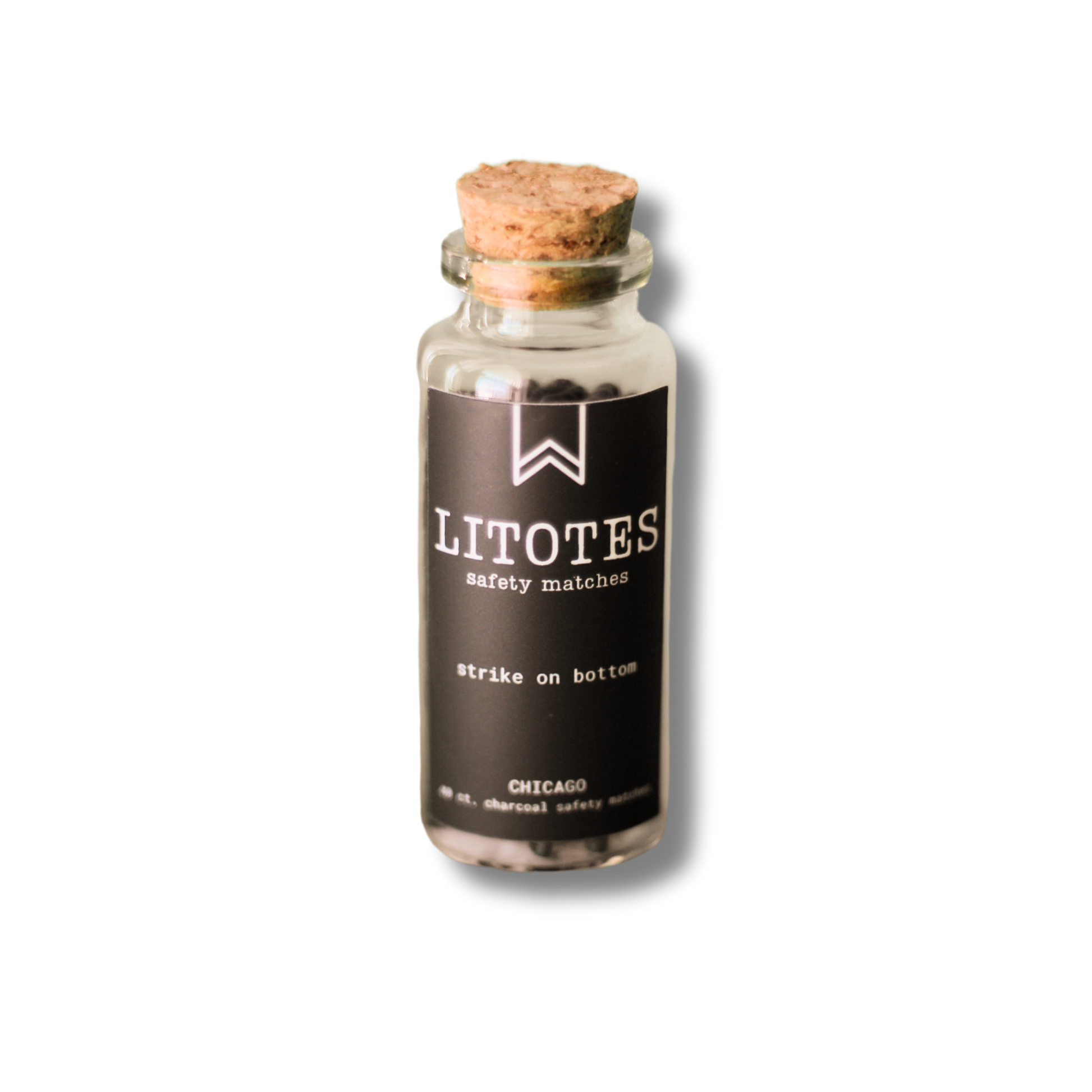 Litotes Onyx Safety Matches in a discreet bottle for the home.