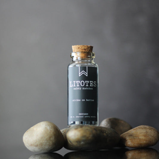 Litotes Onyx Safety Matches in a discreet bottle for the home.